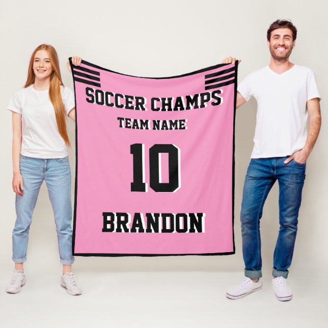 Soccer Fleece Blanket pink personalized player     (In Situ)