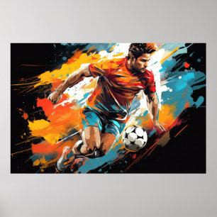 Soccer Football Action Sport Painting Abstract Art Poster