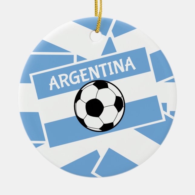 Soccer Football Argentina Flag Ceramic Ornament (Front)