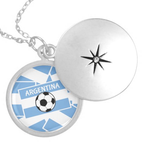 Soccer Football Argentina Flag Locket Necklace