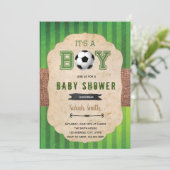 Soccer football baby shower party invitation (Standing Front)