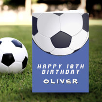 Soccer Football Ball Blue Boy Happy Birthday Card