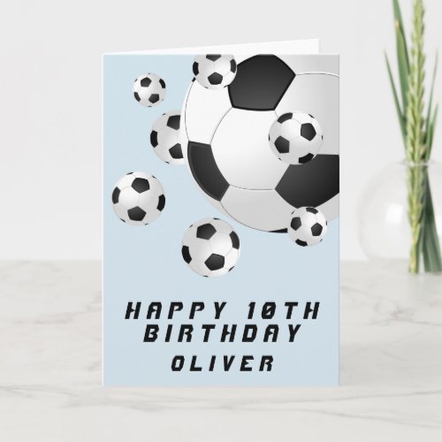 Soccer Football Ball Blue Kids Boy Happy Birthday Card