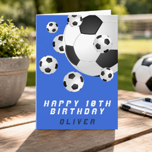 Soccer Football Ball Blue Kids Boy Happy Birthday Card