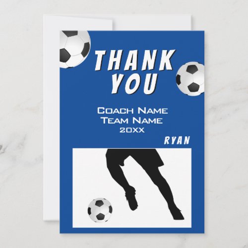 Soccer Football Ball Blue Thank you Coach Card