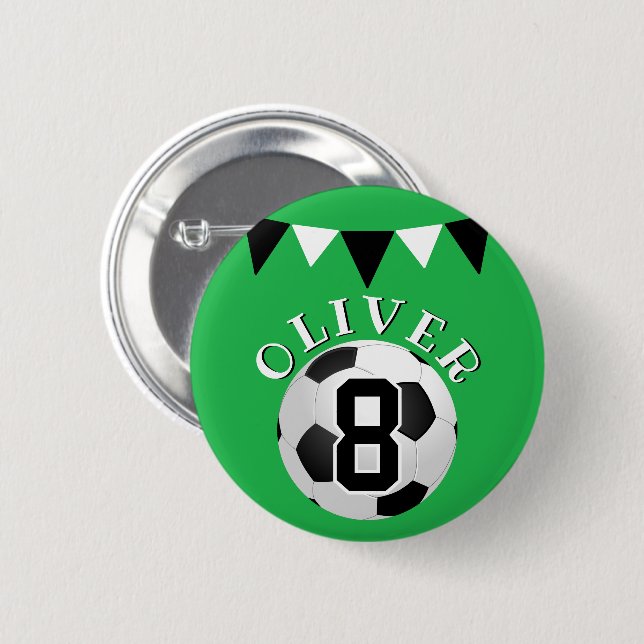 Soccer Football Ball Bunting Flags Kids Birthday  Button (Front & Back)