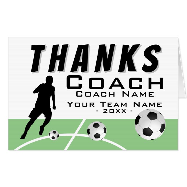 Soccer / Football Ball Coach Big Huge Thank you Card (Front Horizontal)