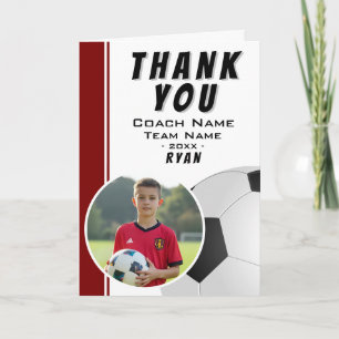 Soccer Football Ball Coach Player Photo Thank You Card