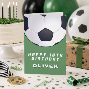 Soccer Football Ball Green Boy Happy Birthday Card