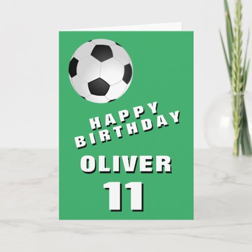 Soccer Football Ball Green Happy Birthday  Card