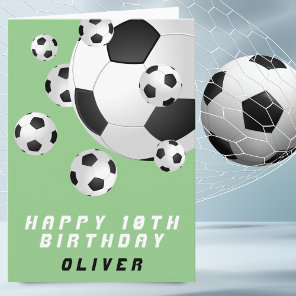 Soccer Football Ball Green Kids Boy Happy Birthday Card