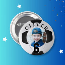 Soccer Football Ball Kids Birthday Age Photo Button