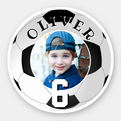 Soccer Football Ball Kids Birthday Age Photo Sticker