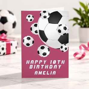 Soccer Football Ball Kids Girl Happy Birthday Card