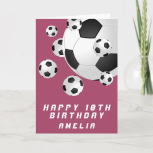 Soccer Football Ball Kids Girl Happy Birthday Card