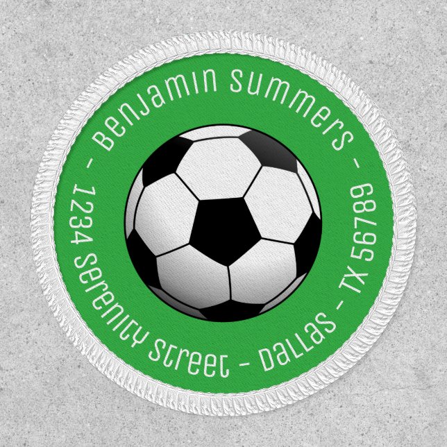 Soccer Football Ball on Green Custom Text Patch (Front)