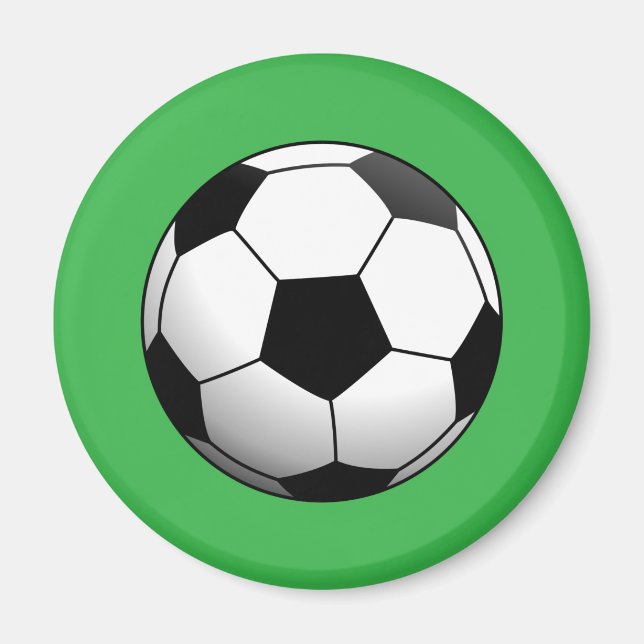 Soccer Football Ball on Green Magnet (Front)