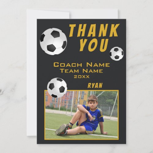 Soccer Football Ball Sports Coach Thank You Card