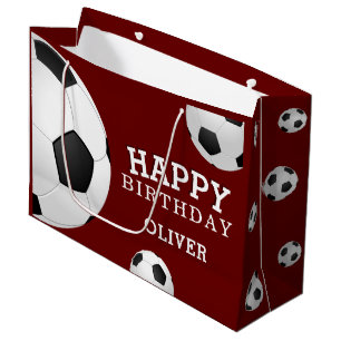 Soccer Football Ball Sports Happy Birthday Name Large Gift Bag