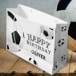 Soccer Football Ball Sports Happy Birthday Name Large Gift Bag<br><div class="desc">Soccer Football Ball Sports Happy Birthday Name Gift Bag. Soccer,  football balls with a Happy birthday wish. Personalize with your name and make a special personal gift bag for a boy or a girl who loves soccer,  football.</div>