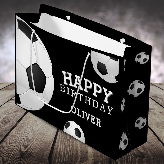 Soccer Football Ball Sports Happy Birthday Name Large Gift Bag (Creator Uploaded)
