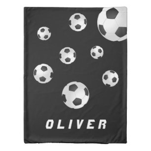 Soccer Football Balls Black Kids Boy Duvet Cover