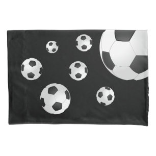 Soccer Football Balls Black Kids Boy Pillow Case