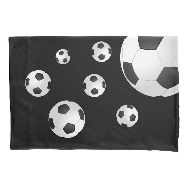Soccer Football Balls Black Kids Boy Pillow Case (Front)