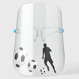Soccer Football Balls Black Player Silhouette Face Shield