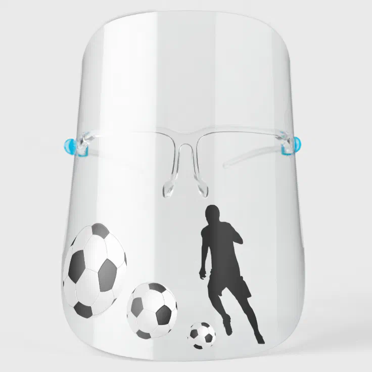 Soccer Football Balls Black Player Silhouette Face Shield Zazzle