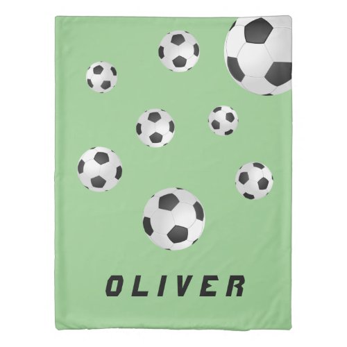 Soccer Football Balls Green Kids Boy Duvet Cover