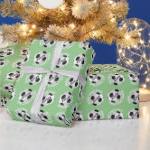 Soccer Football Balls Kids Name Red Christmas Wrapping Paper Sheets