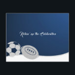 Soccer Football Bar Mitzvah Reception Card<br><div class="desc">Soccer and football multi sports theme reception card for party information or directions. Part two of our sports collection.  Customize with party information or change text completely to for a smaller style invitation.</div>