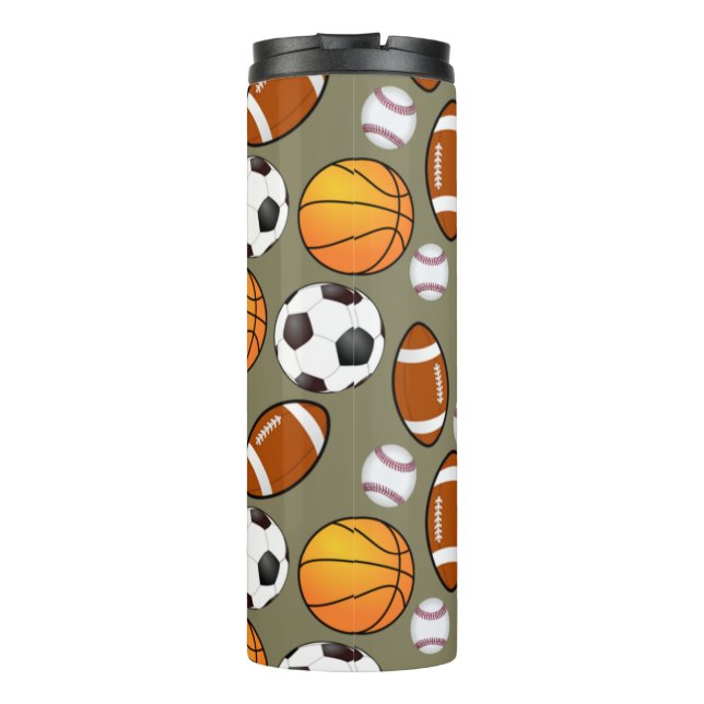 Soccer Football Baseball basketball Sport Pattern Thermal Tumbler (Back)