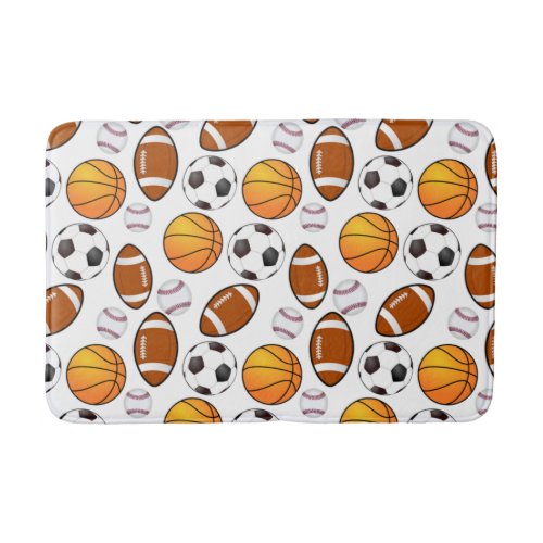 Soccer Football Baseball basketball Sports theme Bath Mat