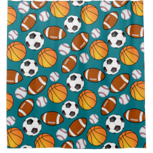 Soccer Football Baseball basketball Sports theme Shower Curtain