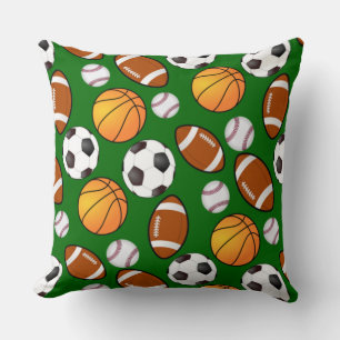 Soccer Football Baseball basketball Sports theme Throw Pillow