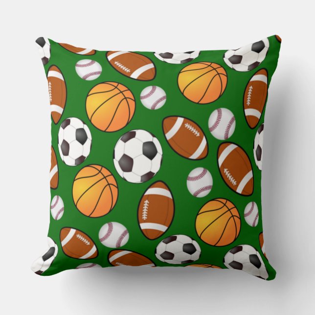 Soccer Football Baseball basketball Sports theme Throw Pillow (Front)