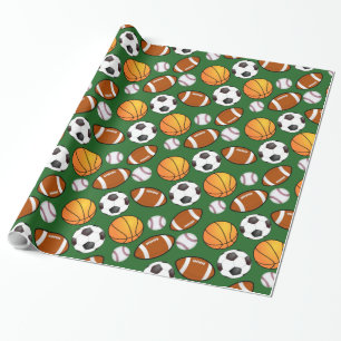 Soccer Football Baseball basketball Sports theme Wrapping Paper
