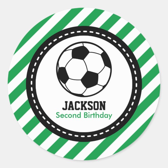 Soccer Football Birthday Baby Shower Party Classic Round Sticker (Front)