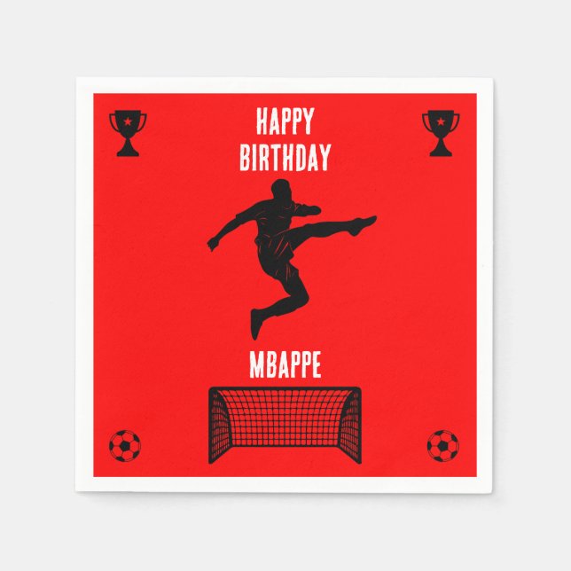 Soccer Football  Birthday  Banner Napkins (Front)