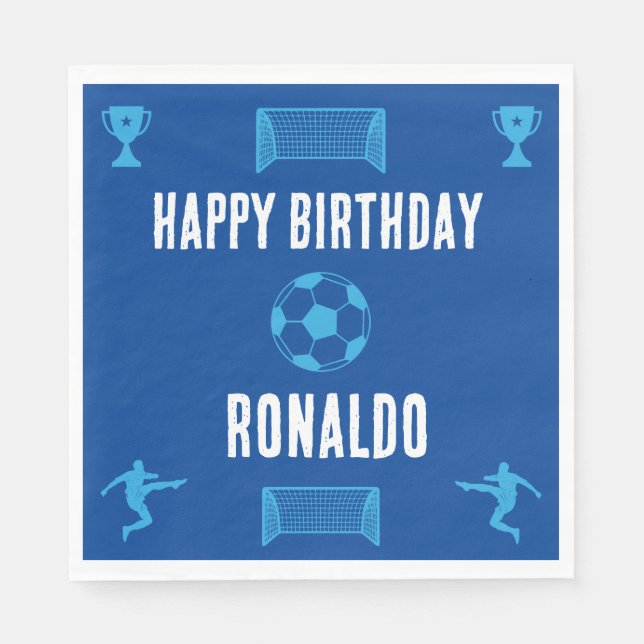 Soccer Football  Birthday  Banner Napkins (Front)