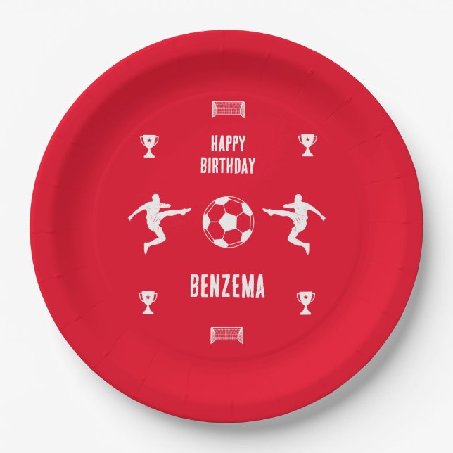 Soccer Football  Birthday  Banner Paper Plates (Front)