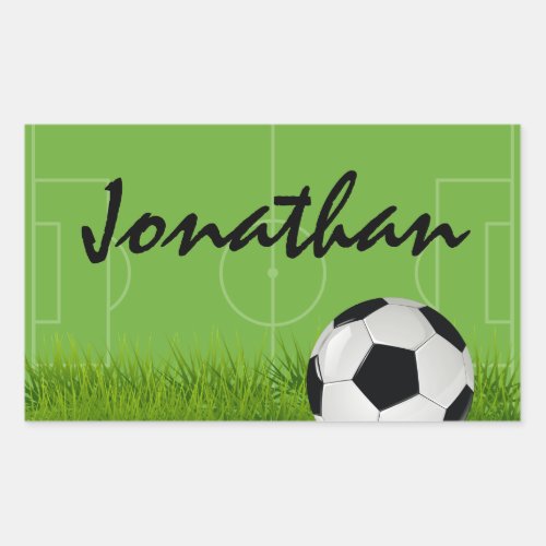 Soccer Football Birthday Party Bag Name Rectangular Sticker