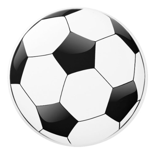 Soccer Football Black and White Sports Theme Ceramic Knob