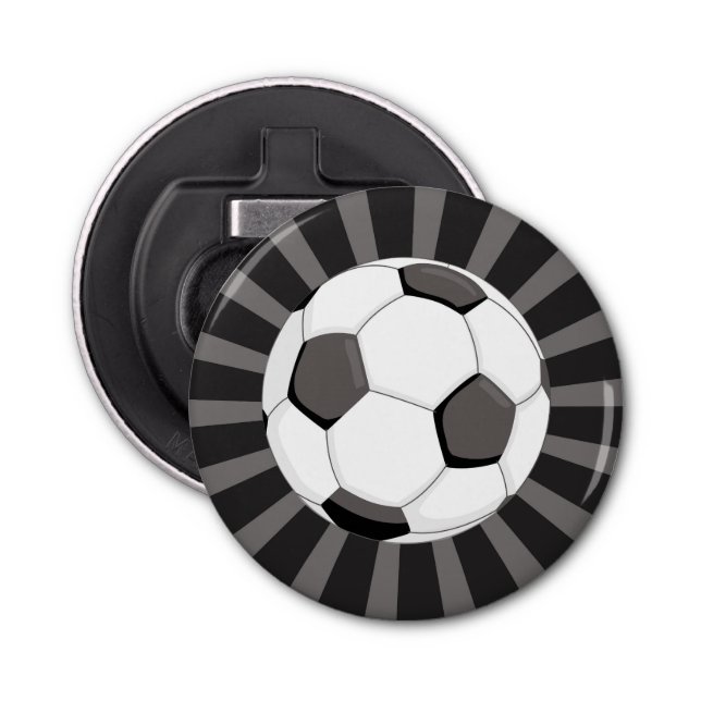 Soccer Football Black Grey Rays | Sports Bottle Opener (Front)