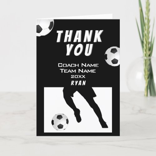 Soccer Football Black Thank you Coach Card