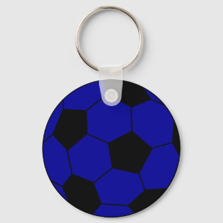 Soccer football blue and black keychain