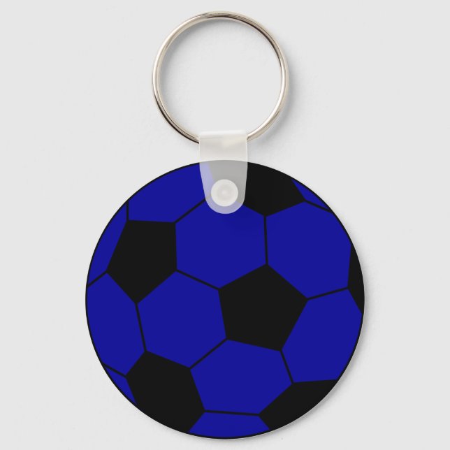 Soccer football blue and black keychain (Front)