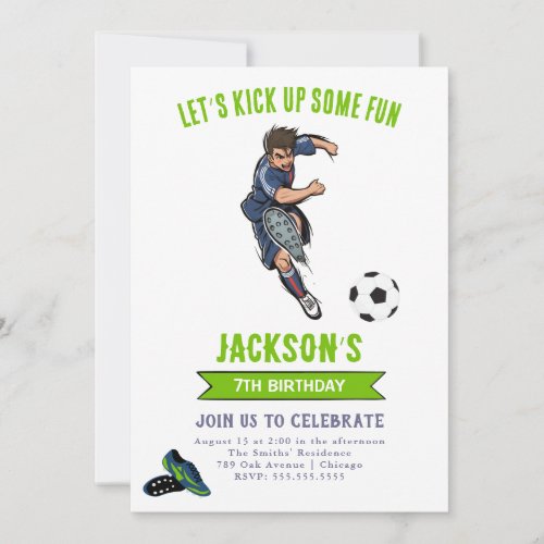 Soccer football boys birthday party invitation